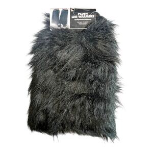 Pair of Black Faux Fur Leg Warmers One Size Fits Most Wolf Dog Animal Costume